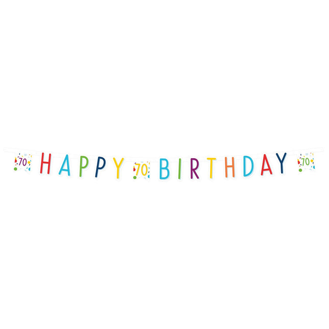 Feestbazaar Letterbanner 70 Jaar Happy Birthday Confetti (1.8m)