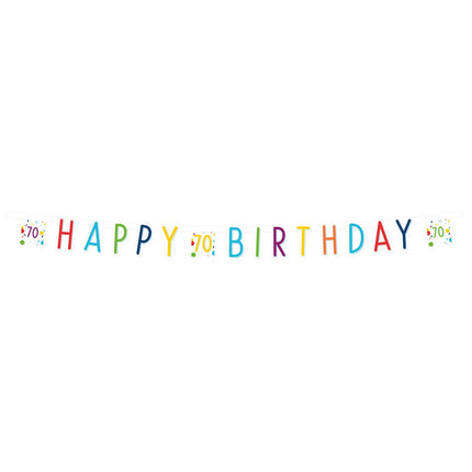Feestbazaar Letterbanner 70 Jaar Happy Birthday Confetti (1.8m)