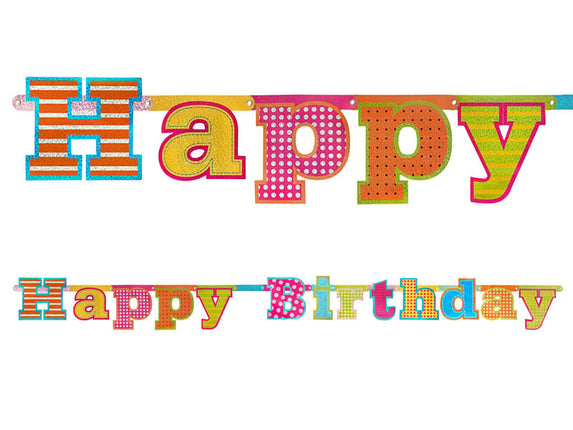 Feestbazaar LetterBanner Happy Birthday Holografisch
