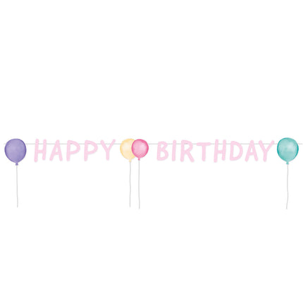 Feestbazaar Letterbanner 'Happy Birthday' Pastel Roze