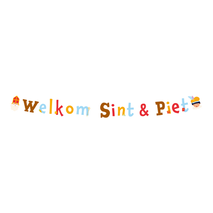 Feestbazaar Letterbanner Welkom Sint & Piet Cartoon Vigo