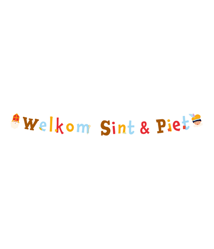 Feestbazaar Letterbanner Welkom Sint & Piet Cartoon Vigo