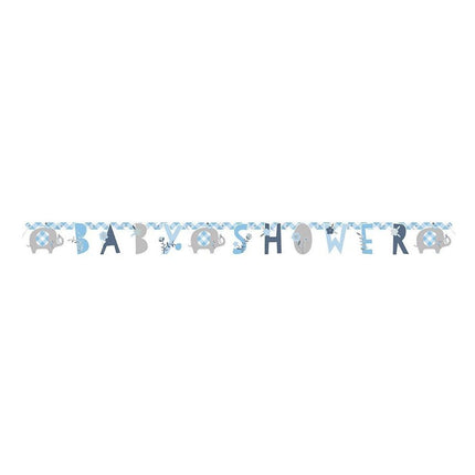 Feestbazaar Letterslinger Babyshower Olifant Blauw (160cm)