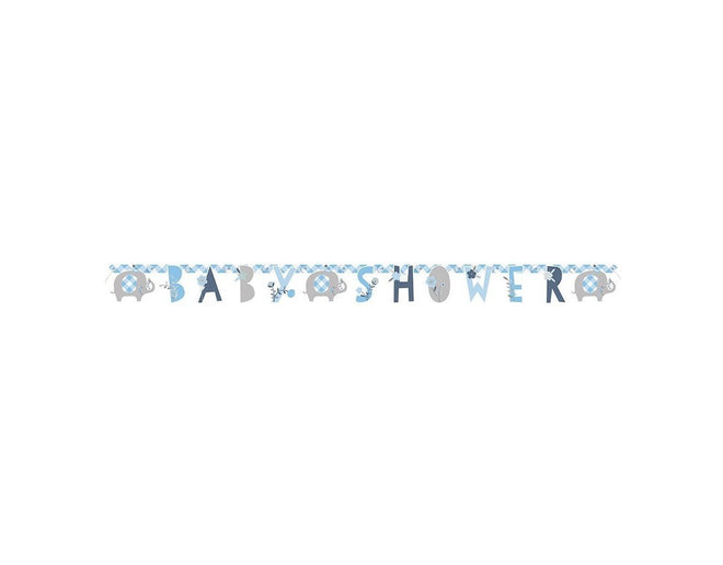 Feestbazaar Letterslinger Babyshower Olifant Blauw (160cm)