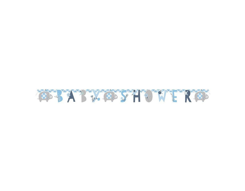 Feestbazaar Letterslinger Babyshower Olifant Blauw (160cm)