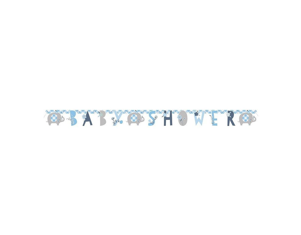 Feestbazaar Letterslinger Babyshower Olifant Blauw (160cm)