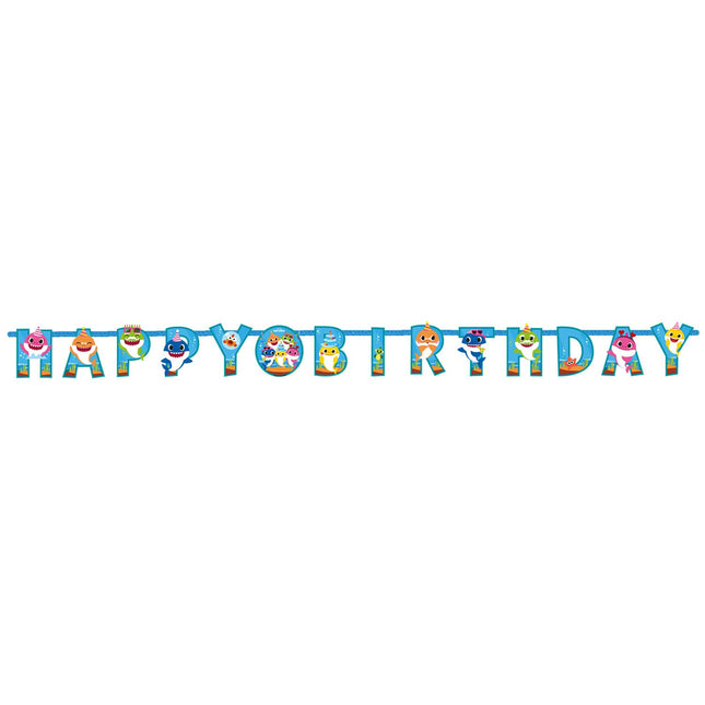 Feestbazaar Letterslinger Happy Birthday Baby Shark (1,8m)