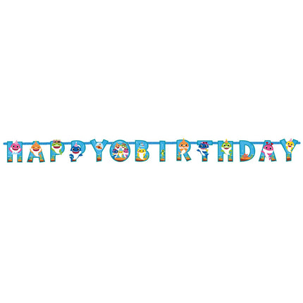 Feestbazaar Letterslinger Happy Birthday Baby Shark (1,8m)