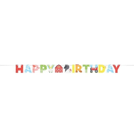 Feestbazaar Letterslinger 'Happy Birthday' Boerderijdieren (2,5m)