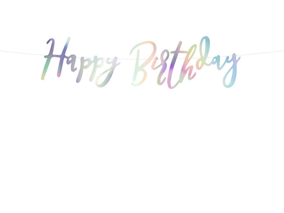 Feestbazaar Letterslinger Happy Birthday Holografisch Rainbow - 16x62 cm