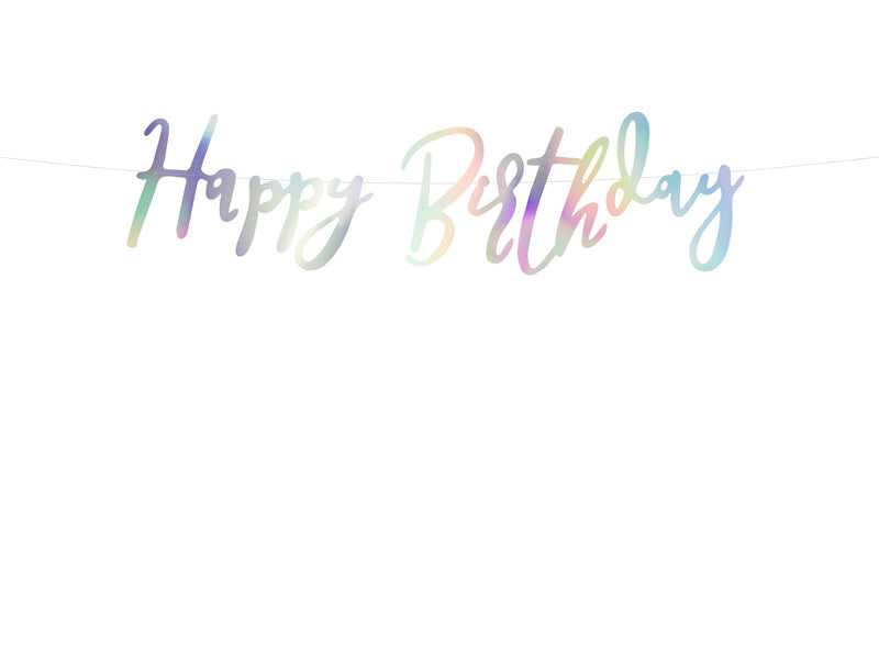 Feestbazaar Letterslinger Happy Birthday Holografisch Rainbow - 16x62 cm