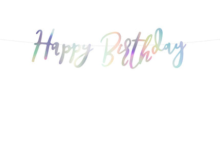 Feestbazaar Letterslinger Happy Birthday Holografisch Rainbow - 16x62 cm