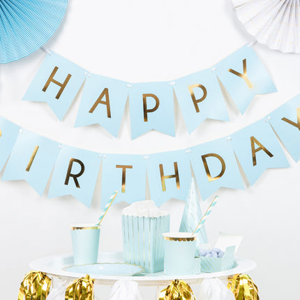 Feestbazaar Letterslinger Happy Birthday Lichtblauw