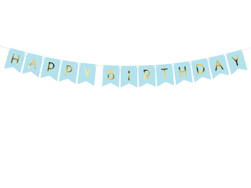 Feestbazaar Letterslinger Happy Birthday Lichtblauw