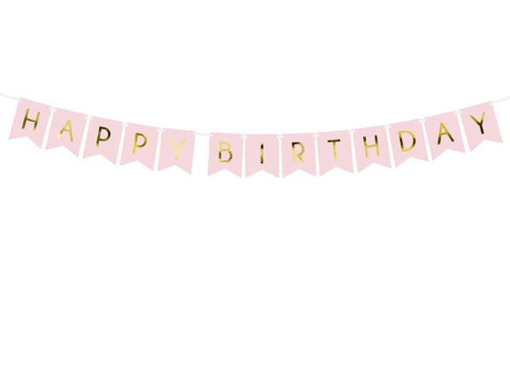 Feestbazaar Letterslinger Happy Birthday Lichtroze
