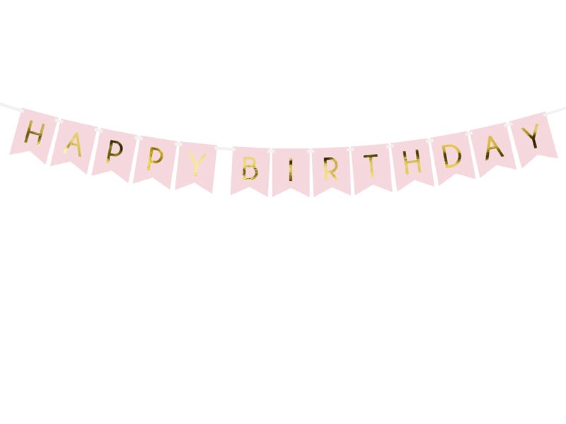 Feestbazaar Letterslinger Happy Birthday Lichtroze
