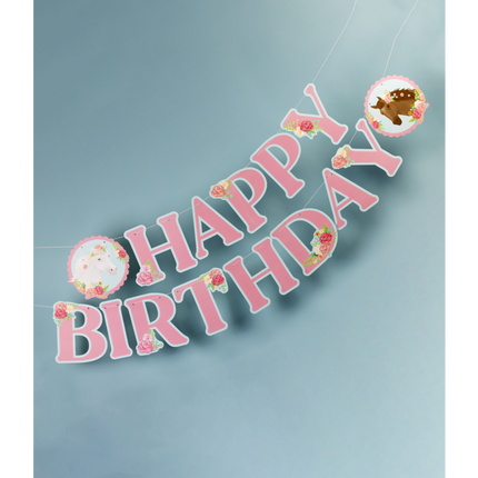 Feestbazaar Letterslinger Happy Birthday Paarden Roze
