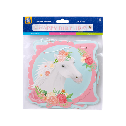 Feestbazaar Letterslinger Happy Birthday Paarden Roze