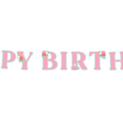 Feestbazaar Letterslinger Happy Birthday Paarden Roze