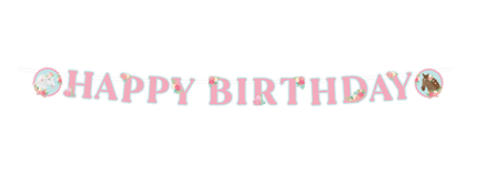 Feestbazaar Letterslinger Happy Birthday Paarden Roze
