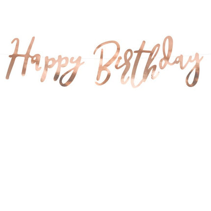 Feestbazaar Letterslinger Happy Birthday Rose Goud 16x62cm