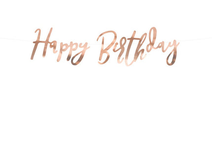 Feestbazaar Letterslinger Happy Birthday Rose Goud 16x62cm