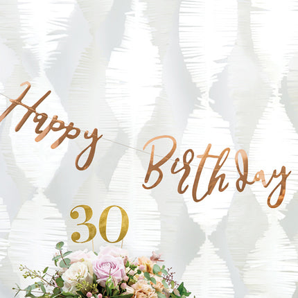Feestbazaar Letterslinger Happy Birthday Rose Goud 16x62cm