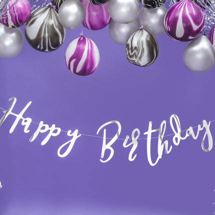 Feestbazaar Letterslinger Happy Birthday Zilver - 16x62 cm