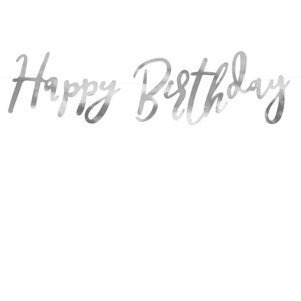 Feestbazaar Letterslinger Happy Birthday Zilver - 16x62 cm