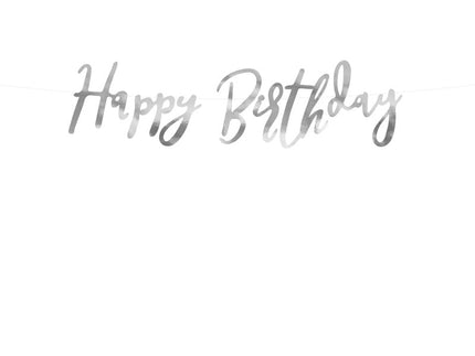 Feestbazaar Letterslinger Happy Birthday Zilver - 16x62 cm