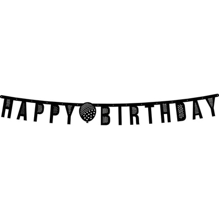 Feestbazaar Letterslinger Happy Birthday Zwart/Wit
