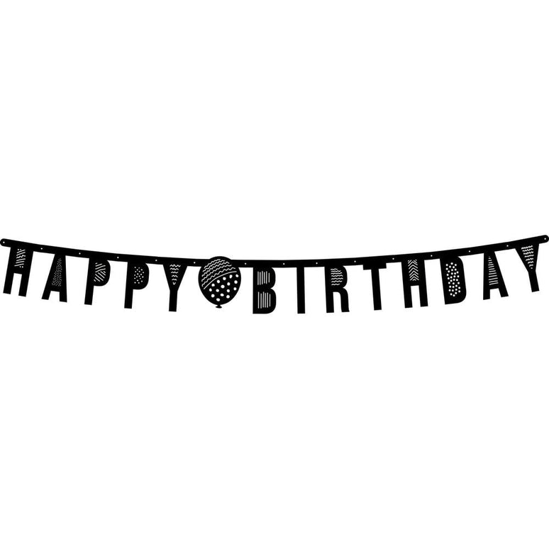 Feestbazaar Letterslinger Happy Birthday Zwart/Wit