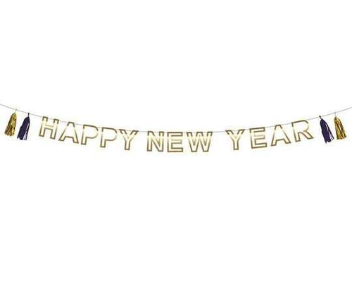 Feestbazaar Letterslinger 'Happy New Year' met tassels (3m)
