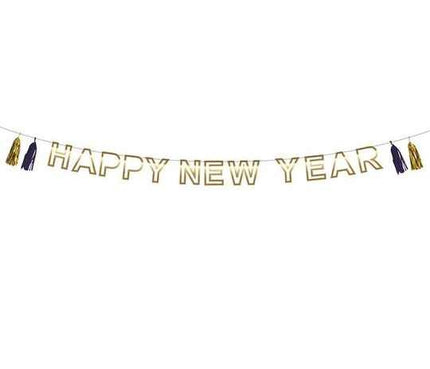 Feestbazaar Letterslinger 'Happy New Year' met tassels (3m)