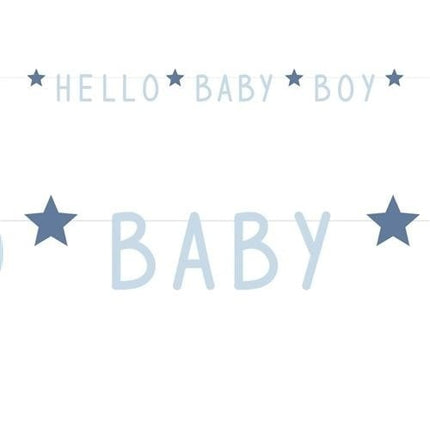 Feestbazaar Letterslinger 'Hello Baby Boy' Sterren Blauw (1,4m)