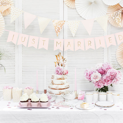 Feestbazaar Letterslinger Just Married Lichtroze - 155cm