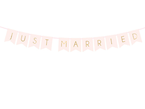 Feestbazaar Letterslinger Just Married Lichtroze - 155cm