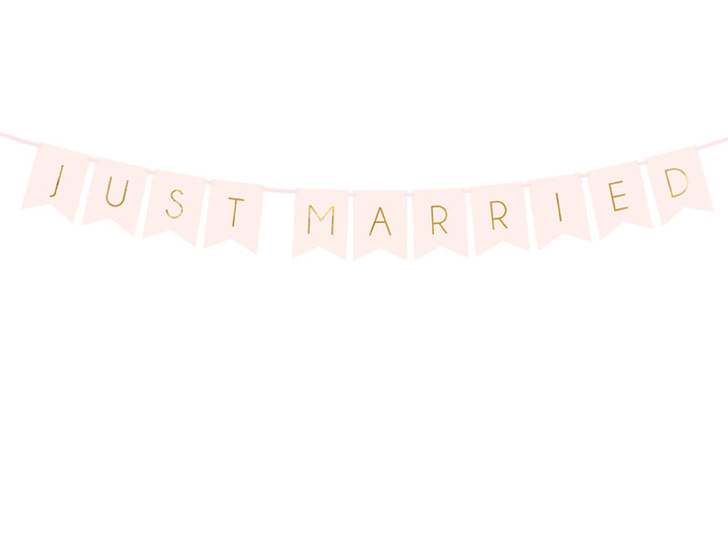 Feestbazaar Letterslinger Just Married Lichtroze - 155cm