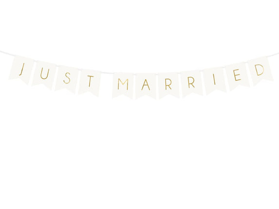 Feestbazaar Letterslinger Just Married Wit - 155cm