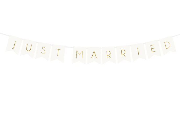 Feestbazaar Letterslinger Just Married Wit - 155cm