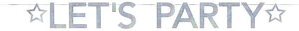 Feestbazaar Letterslinger Let's Party Zilver Holografisch (2m)