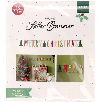 Feestbazaar Letterslinger 'Merry Christmas' - Holly Jolly (1,5m)