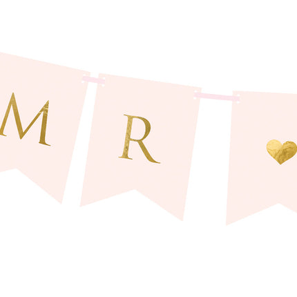 Feestbazaar Letterslinger Mr & Mrs Lichtroze (85cm)