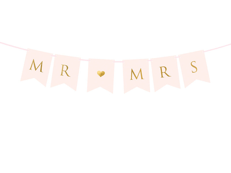 Feestbazaar Letterslinger Mr & Mrs Lichtroze (85cm)