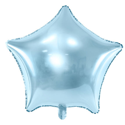 Feestbazaar Lichtblauwe Metallic Ster Folieballon 48cm