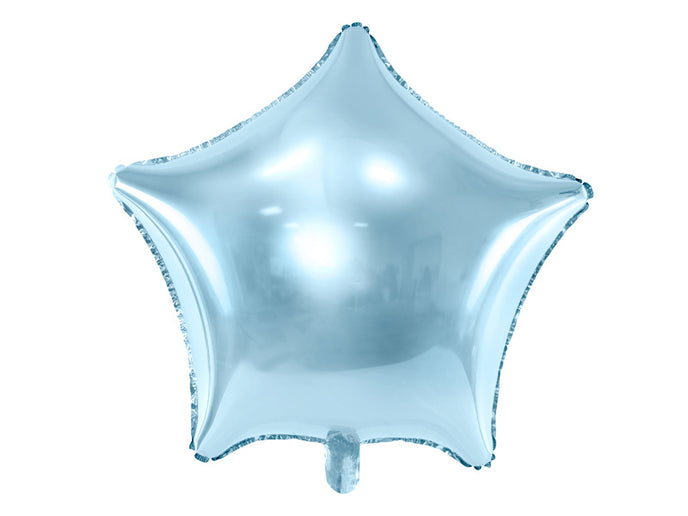 Feestbazaar Lichtblauwe Metallic Ster Folieballon 48cm