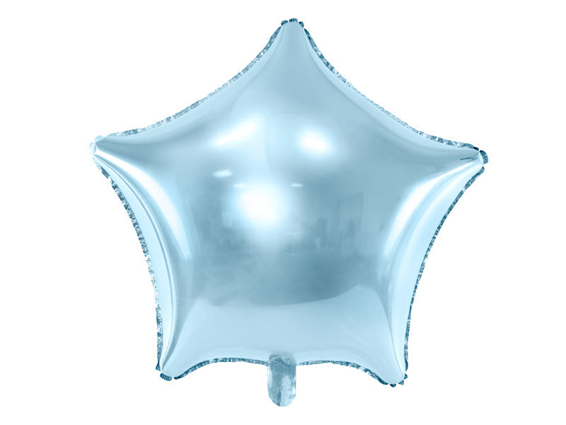 Feestbazaar Lichtblauwe Metallic Ster Folieballon 48cm