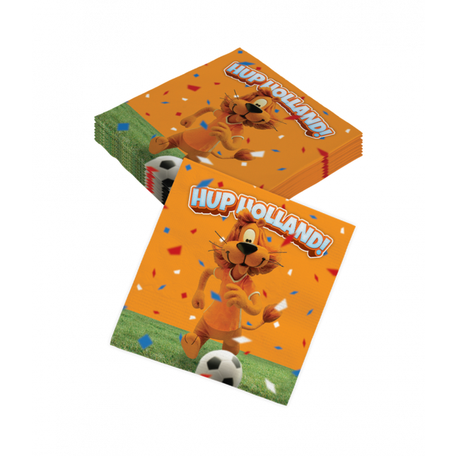Feestbazaar Loeki De Leeuw Servetten Oranje WK/EK (8st)