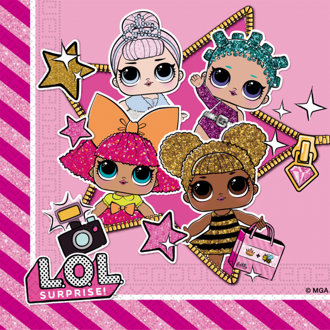 Feestbazaar L.O.L Surprise Glitterati Metallic Servetten (20st)