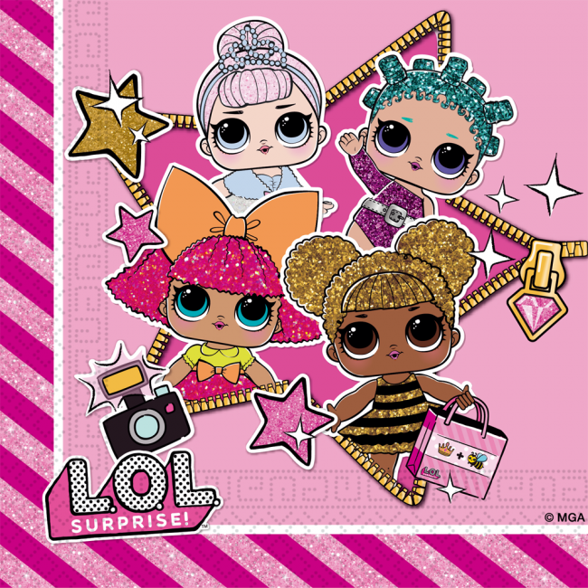 Feestbazaar L.O.L Surprise Glitterati Metallic Servetten (20st)